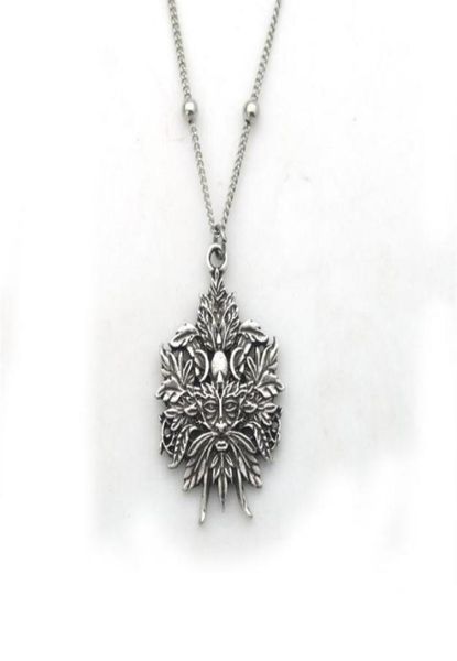 pendant necklaces fashion vintage wiccan green man necklace witch women039s jewelry9624771, Silver